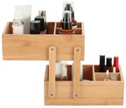 Bambusový kúpeľňový organizér na kozmetiku v prírodnej farbe Isalys – MSV
