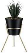 KOVOVÝ KVETINÁČ SO STOJANOM LOFT 20X16 CM ČIERNA/ZLATÁ