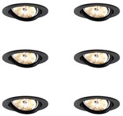 Sada 6 moderných čiernych naklápacích zapustených bodových svetiel AR70 - Cisco