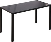 HOMCOM Jedálenský stôl pre 4 osoby, Kuchynský stôl s temperovaným skleným vrchom, do Kuchyne a Jedálne, Kovový, Čierny, 120 x 60 x 75 cm | Aosom