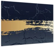 Obraz - Modrá a zlatá abstrakcia N⁰2 (70x50 cm)