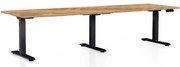Výškovo nastaviteľný stôl OfficeTech Long, 260 x 80 cm, čierna podnož, dub zlatý