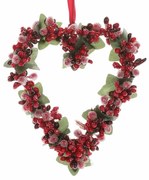 Závesná zimná dekorácia Srdiečko s bobuľami I, 14 cm