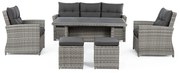 Sivá záhradná lounge súprava z umelého ratanu pre 6 Ariel – Bizzotto