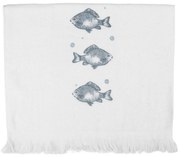 Biely kuchynský froté uterák s rybkami Fishes - 40*66 cm