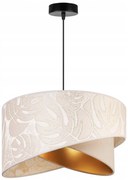 Závesné svietidlo Werona 7, 1x krémové/svetlobéžové textilné tienidlo so vzorom, b, g