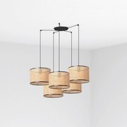 Závesné svietidlo Faro Mambo čierna/ratan, priemer 320 mm, 5x E27