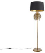 Stojaca lampa zlatá 145 cm s čiernym bavlneným tienidlom 50 cm - Botanica