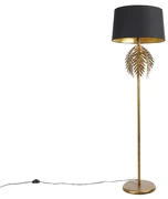 Stojaca lampa zlatá 145 cm s čiernym bavlneným tienidlom 50 cm - Botanica