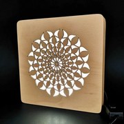 AMADEA Drevená lampička s motívom mandaly, veľkosť 20 cm, s LED osvetlením s trafom na 12V