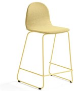 Barová stolička GANDER, s klzákmi, výška sedu 630 mm, čalúnená, horčicová