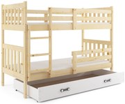 Poschodová posteľ so zásuvkou a matracmi NATURAL 190x90 borovica - biela