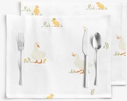 Goldea veľkonočné prestieranie na stôl 100% bavlnené plátno - kačice - sada 2ks 30 x 40 cm