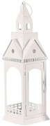 Kovový lampáš Kostolná veža, v. 46 cm, biela