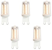 Sada 5 čírych G9 LED žiaroviek 3.5W 480lm 3000K