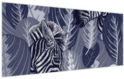 Obraz - Modré zebry (120x50 cm)