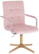 LuxuryForm DESIGN Stolička VERONA VELUR na zlatom kríži - ružová