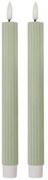 Set 2ks mintová úzka sviečka s vrúbkovaním Led Candle - Ø 2*25 cm / 2*AAA