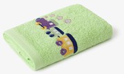 Goldea detský froté uterák - vláčik na zelenej 30 x 50 cm