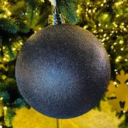 DECOLED Plastová guľa, 20 cm, sivá, trblietavá