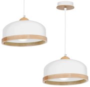 Závesné svietidlo Studio, 1x drevené/biele kovové tienidlo, (fi 32cm), w/br