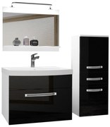 Kúpeľňový nábytok Belini Premium Full Version čierny lesk + umývadlo + zrkadlo + LED osvetlenie Glamour 25  GLA P 2/0/W/B/0/MB/PP