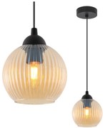 Závesné svietidlo Riffle Round, 1x medové sklenené tienidlo