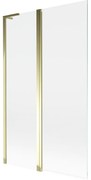 Mexen Mist L, 2-krídlová vaňová zástena 110 x 150 cm, číre sklo, zlatý lesklý profil, 8A9L-110-011-50-00