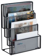 Kovový držiak na časopisy 4 priehradky, čierny RD47526