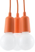 Závesné svietidlo Diego 3, oranžové telo svietidla