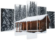 Obraz - Zasnežená chata (150x105 cm)
