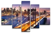 Sablio Obraz - 5-dílný Most v New Yorku - 125x90 cm