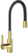 Mexen FLEX, vysoká drezová batéria s flexibilným ramenom, čierna matná-zlatá lesklá, 670900-57