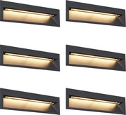 Sada 6 moderných zapustených nástenných svietidiel čierna 28 cm vrátane LED IP65 - Mert