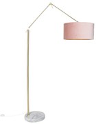 Moderná stojaca lampa zlatý zamatový tienidlo ružový 50 cm - Editor