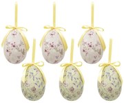6ks dekorácie závesné vajíčko s kvetmi Spring Egg - Ø 7*10 cm