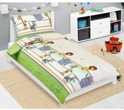 Bellatex Detské krepové obliečky Safari zelená, 140 x 200, 70 x 90 cm