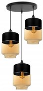 Závesné svietidlo Oslo 1, 3x čierne/medové sklenené tienidlo, o