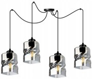 Závesné svietidlo Niki Spider, 4x sklenené tienidlo (mix 3 farieb)