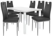 Jedálenský set 1 + 6 Belini biely / čierne Roberto ROB/0/ZES/W/6B