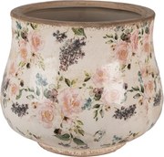 Béžový keramický obal na kvetináč s ružami Rosina L - Ø 22*18cm