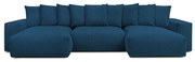 Tmavomodrá menčestrová rohová pohovka Voltaire – Bobochic Paris