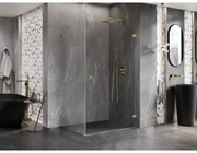 Mexen Lunar-B, pravostranný výklopný sprchový kút 90 x 80 cm, 8mm číre sklo, zlatý kartáčovaný - 832-090-080-55-00-P