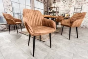 Dizajnová jedálenská stolička s podrúčkami Turin vintage svetlohnedá mikrovlákno