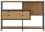 Knižnica v čiernej a prírodnej farbe v dekore duba 114x78x35 cm Seaford – Actona