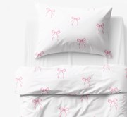 Goldea detské bavlnené obliečky - ružové mašličky 140 x 200 a 70 x 90 cm