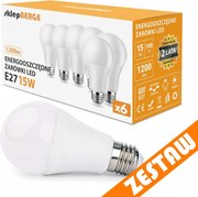SADA 6x LED žiaroviek E27 A60 15W 1200lm 3000K - tepla biela