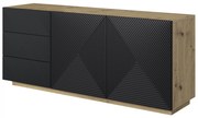 Komoda Asha 167 cm na sokli - artisan / čierny mat