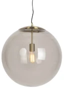 Moderné závesné svietidlo mosadz s dymovým sklom 50 cm - Ball