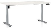 Výškovo nastaviteľný stôl OfficeTech B, 160 x 80 cm, sivá podnož, biely jaseň